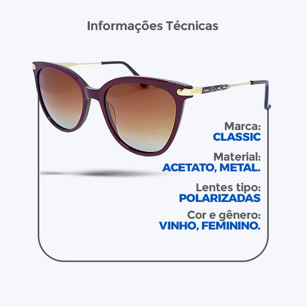 Óculos de Sol Classic VS8071 Detalhes